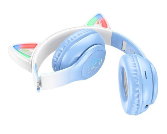 Навушники Hoco W42 Cat ears BT headphones Crystal Blue фото №2