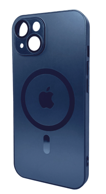 Чехол для телефона AG Glass Matt Frame Color MagSafe Logo for Apple iPhone 14 Navy Blue