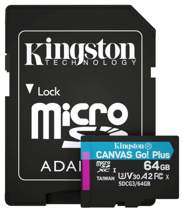 Карта памяти Kingston 64GB microSDXC class 10 UHS-I U3 A2 Canvas Go Plus (SDCG3/64GB)