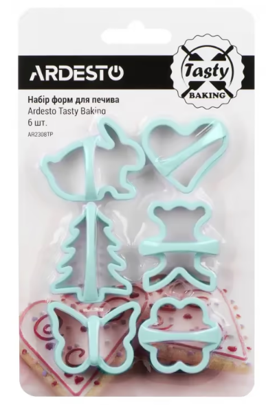 Форма для випікання Ardesto Набір форм для печива Tasty baking, 6шт, пластик, блакитний фото №2