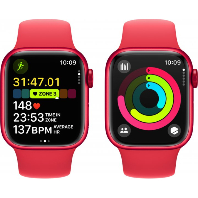 Смарт-годинник Apple Watch Series 9 GPS 41mm (PRODUCT)RED Aluminium Case with (PRODUCT)RED Sport Band - S (MRXG3QP/A) фото №8