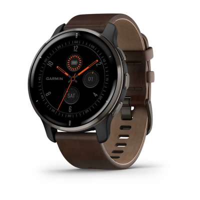 Smart часы Garmin Venu 2 Plus, Black   Slate, Leather, GPS (010-02496-15)