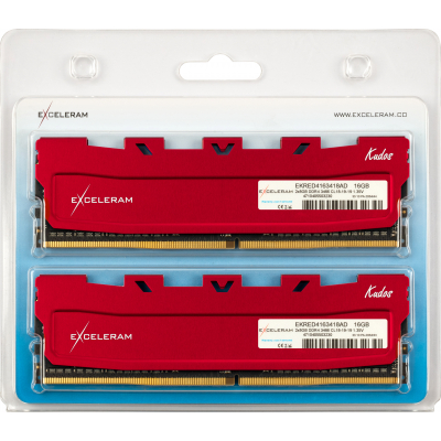 Модуль пам'яті для комп'ютера Exceleram DDR4 16GB (2x8GB) 3466 MHz Kudos Red  (EKRED4163418AD) фото №2