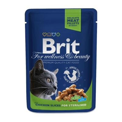 Вологий корм для котів Brit Premium Cat Pouches курка 100 г (8595602506033)