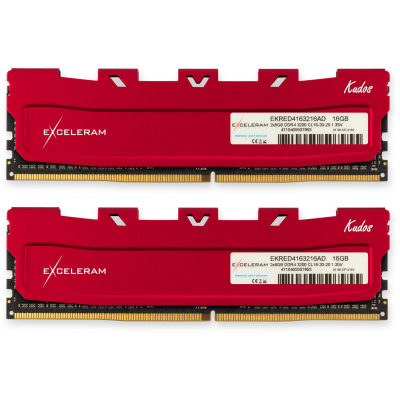 Модуль пам'яті для комп'ютера Exceleram DDR4 16GB (2x8GB) 3200 MHz Kudos Red  (EKRED4163216AD)