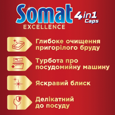 Таблетки для посудомийок Somat Excellence 32 шт. (9000101518924) фото №4