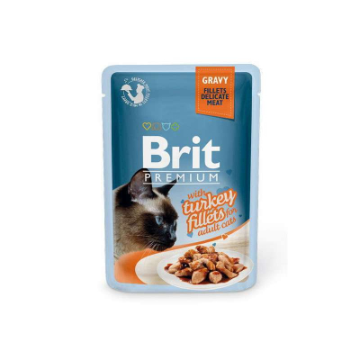 Вологий корм для котів Brit Premium Cat 85 г (філе індички в соусі) (8595602518531)