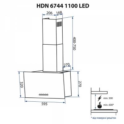 Витяжки Minola HDN 6744 BL 1100 LED фото №11