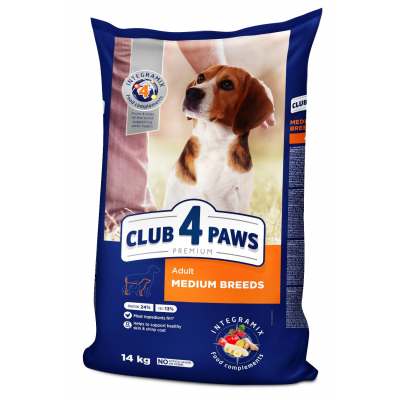 Сухий корм для собак Клуб 4 лапи Преміум. Для середніх порід 14 кг(П) (4820215366328)