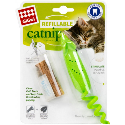 Іграшки для котів GiGwi Refillable Catnip Миша гумова 16.5 см зелена (2347) фото №3