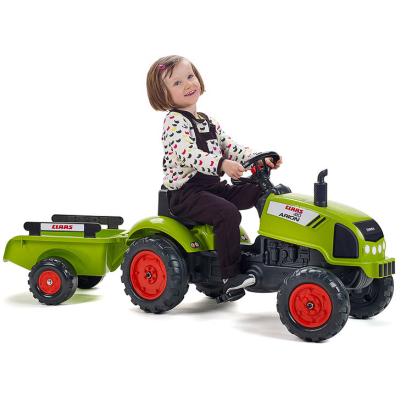 Електромобіль дитячий Falk Claas Arion трактор на педалях з причепом Зелений (2041C) фото №5