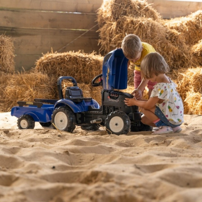 Електромобіль дитячий Falk New Holland трактор на педалях з причепом Синій (3080AB) фото №4