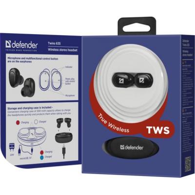 Навушники Defender Twins 635 TWS Bluetooth Black (63635) фото №5