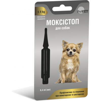 Краплі для тварин ProVET Моксистоп для собак масою тіла до 4 кг 0.4 мл (4823082419197)