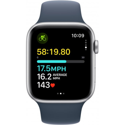 Смарт-годинник Apple Watch SE 2023 GPS 40mm Silver Aluminium Case with Storm Blue Sport Band - M/L (MRE23QP/A) фото №6