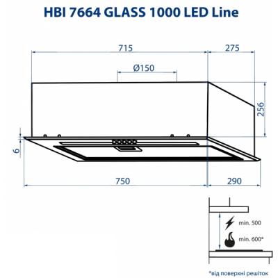 Витяжки Minola HBI 7664 BL GLASS 1000 LED Line фото №10