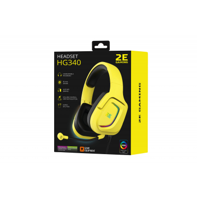 Навушники 2E HG340 RGB 3.5mm Yellow (-HG340YW) фото №2