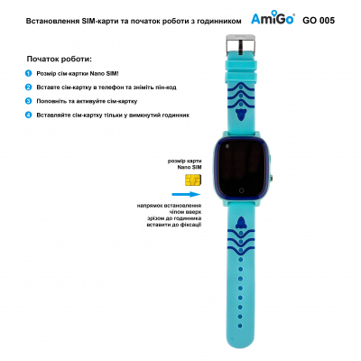 Smart часы AmiGo GO005 4G WIFI Kids waterproof Thermometer Blue (747017) фото №7