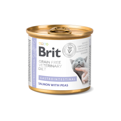 Консерва для котів Brit GF VetDiets Cat Gastrointestinal лосось та горох 200 г (8595602549856)