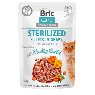 Вологий корм для котів Brit Care Cat pouch для стерилізованих 85 г (кролик в соусі) (8595602540488)