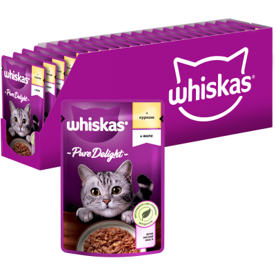 Вологий корм для котів Whiskas Pure Delight курка в желе 85 г (5900951303333)