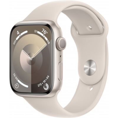 Смарт-часы Apple Watch Series 9 GPS 45mm Starlight Aluminium Case with Starlight Sport Band - M/L (MR973QP/A)