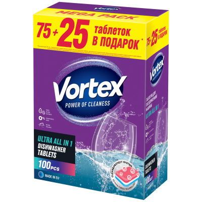 Таблетки для посудомийок Vortex All in 1 100 шт. (4823071623093)