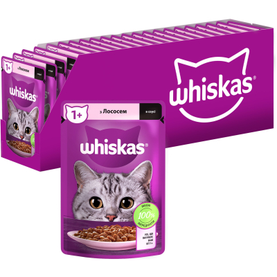 Вологий корм для котів Whiskas Лосось в соусі 85 г (5900951302053)