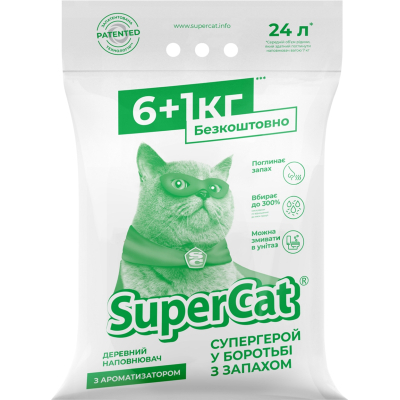 Наповнювач для туалету Super Cat Деревний поглинаючий з ароматизатором 6 1 кг (12 л) (3552)