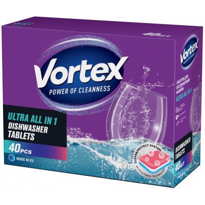 Таблетки для посудомийок Vortex All in 1 40 шт. (4823071618594)