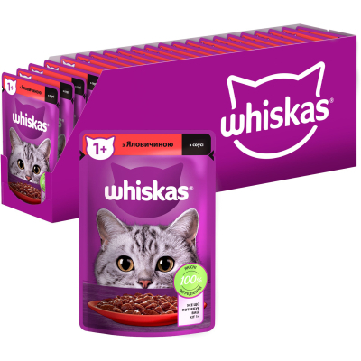Вологий корм для котів Whiskas Телятина в соусі 85 г (5900951301940)