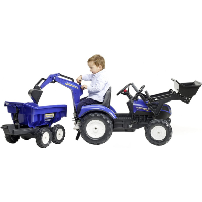 Електромобіль дитячий Falk Ranch трактор на педалях з причепом Синій (3016203090233) (3090W) фото №4