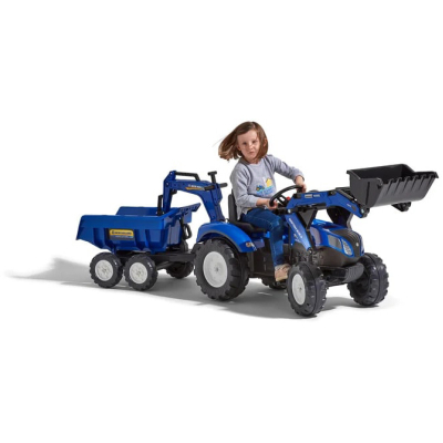 Електромобіль дитячий Falk Ranch трактор на педалях з причепом Синій (3016203090233) (3090W) фото №8